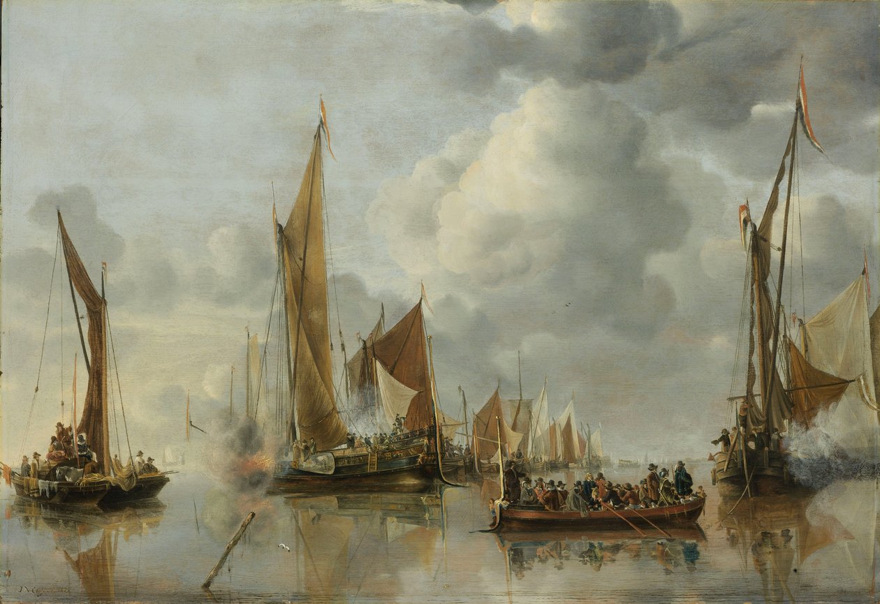 La flotta di casa che saluta la barca di stato da Jan van de Cappelle