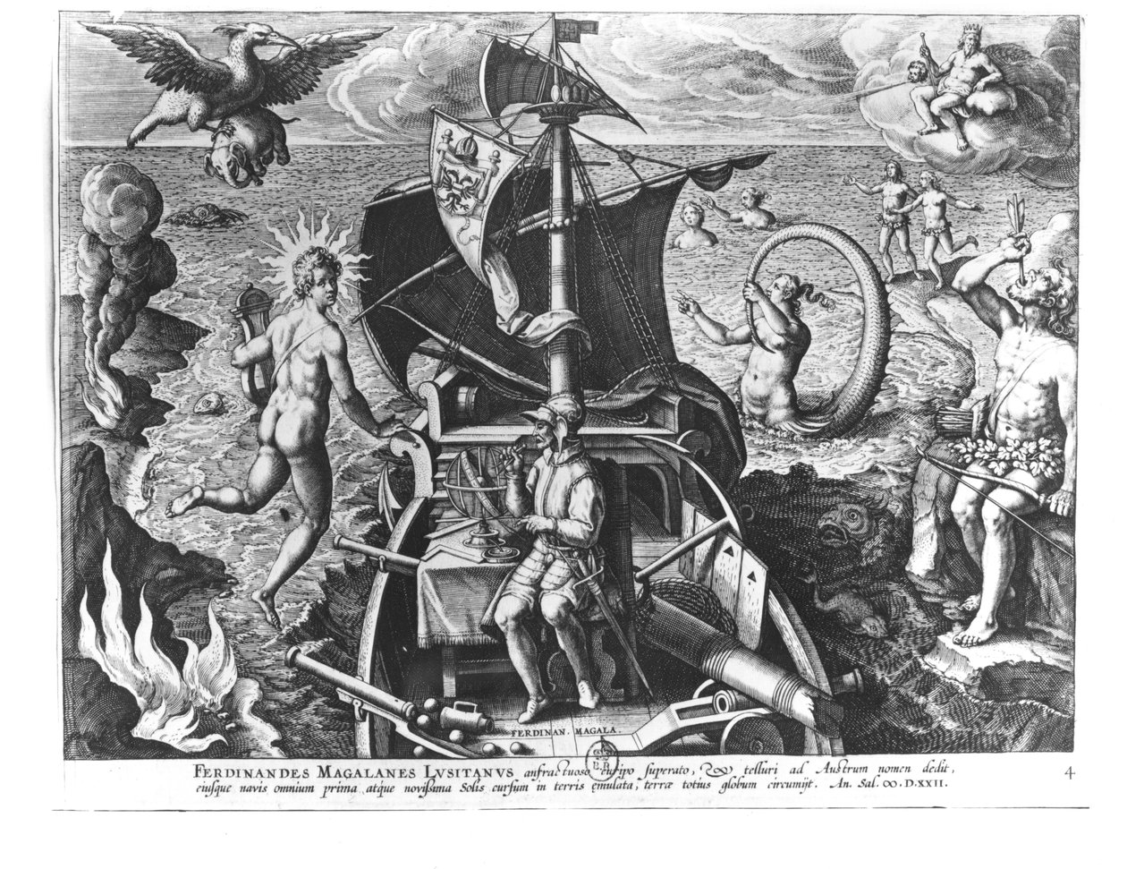 Ferdinando Magellano a bordo della sua caravella, 1522 da Jan van der Straet