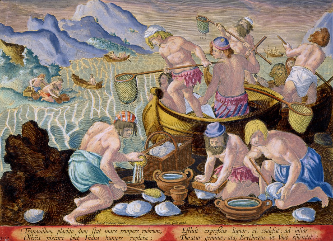 Indigeni che pescano vongole giganti sull