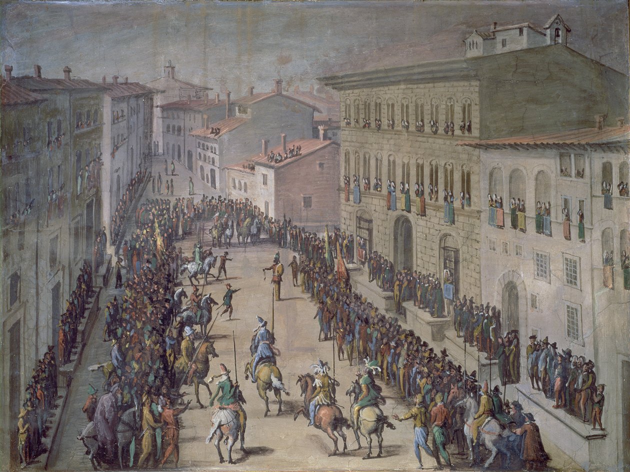 La giostra saracena in Via Larga, Firenze, 1555 da Jan van der Straet