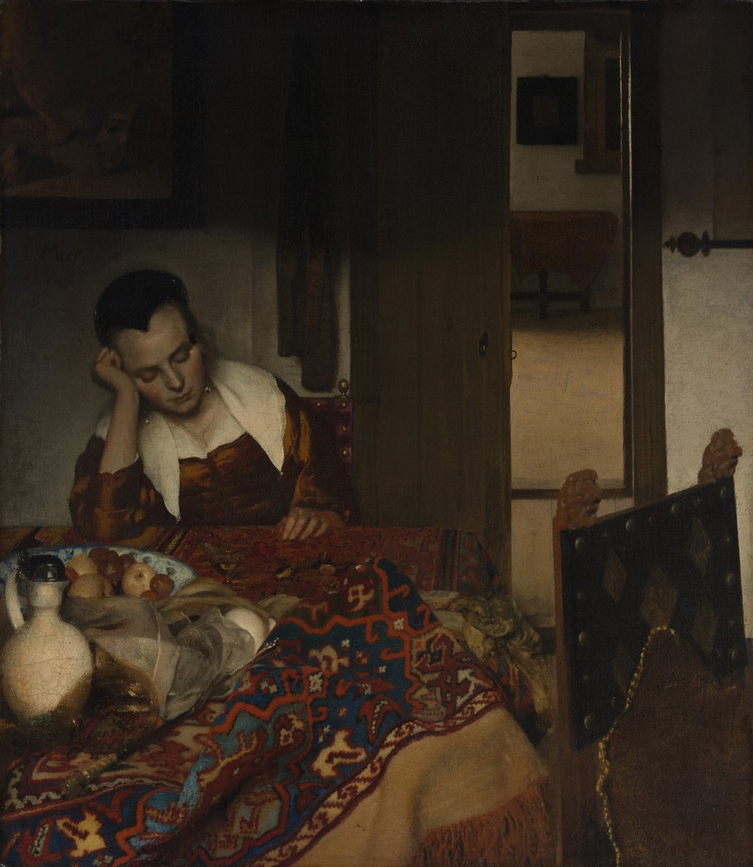 Ragazza addormentata a un tavolo da Johannes Vermeer