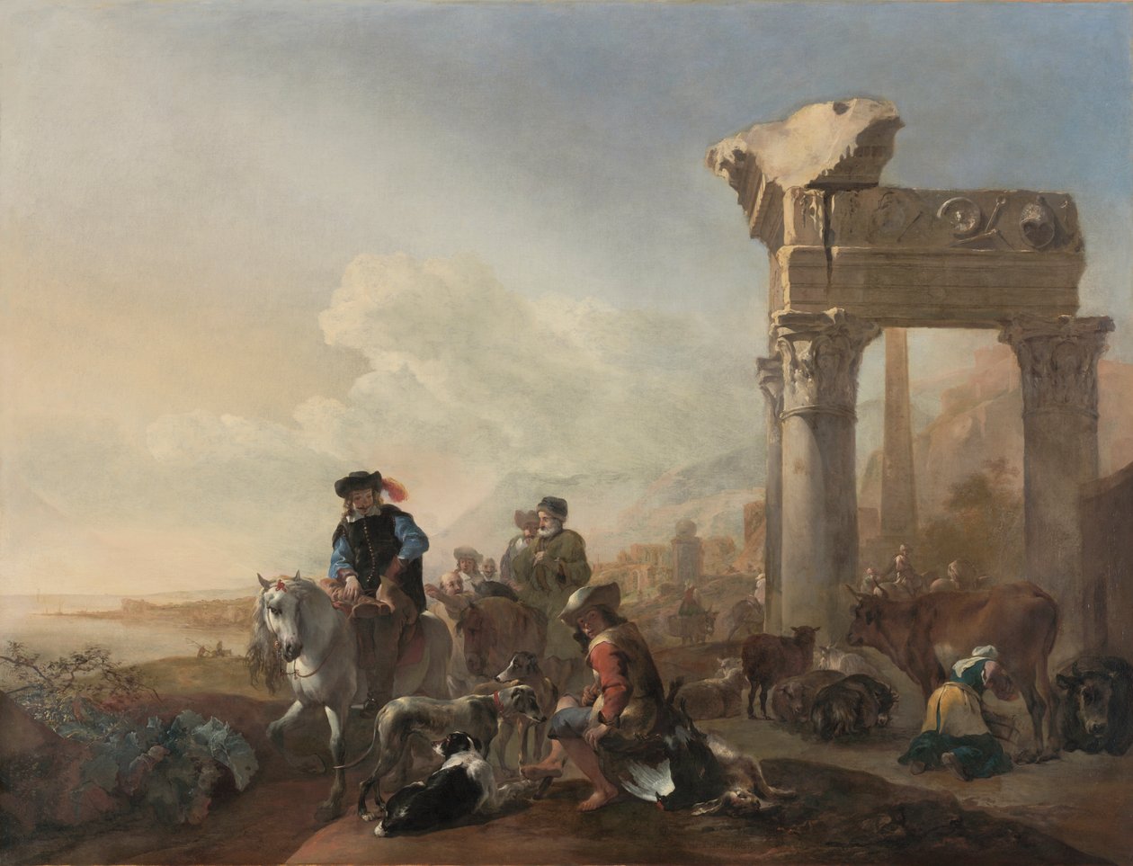 Cacciatori vicino a rovine da Jan Baptist Weenix