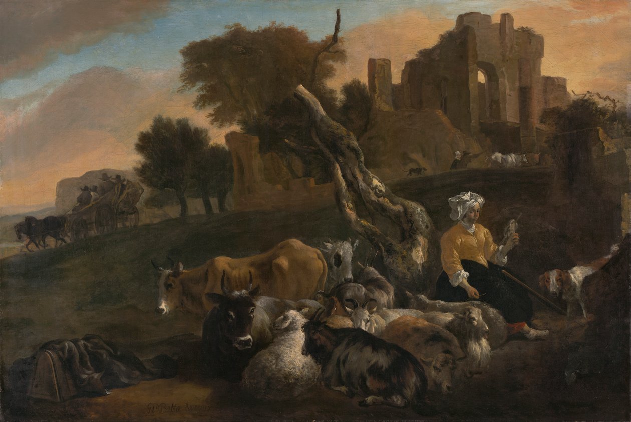 Paesaggio con pastorella da Jan Baptist Weenix