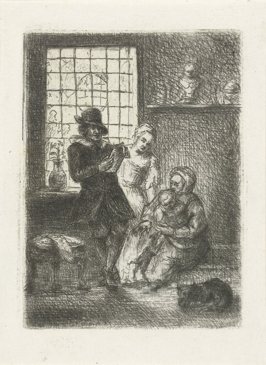 Interno con una famiglia da Jan Chalon