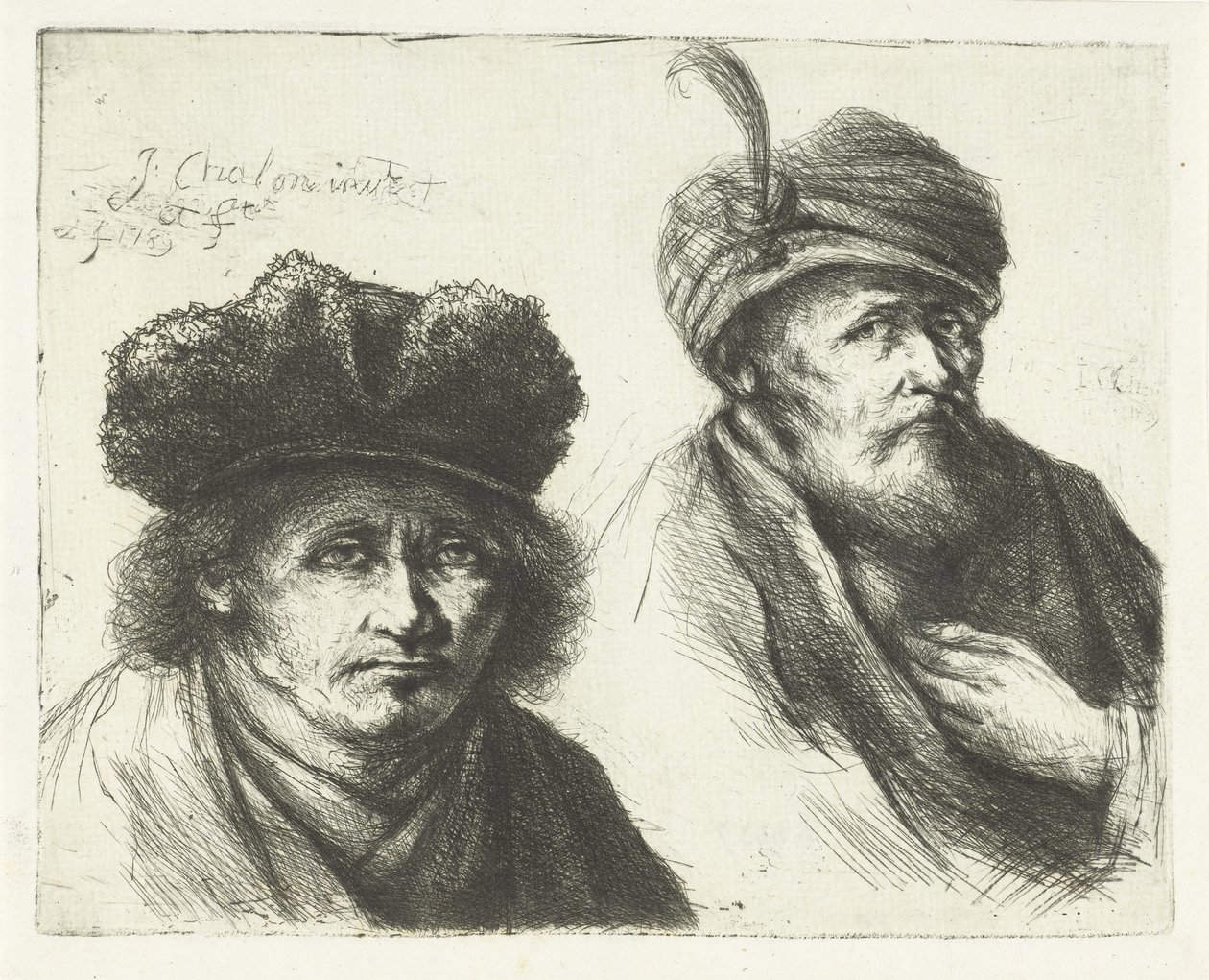 Due uomini, con cappello e turbante da Jan Chalon