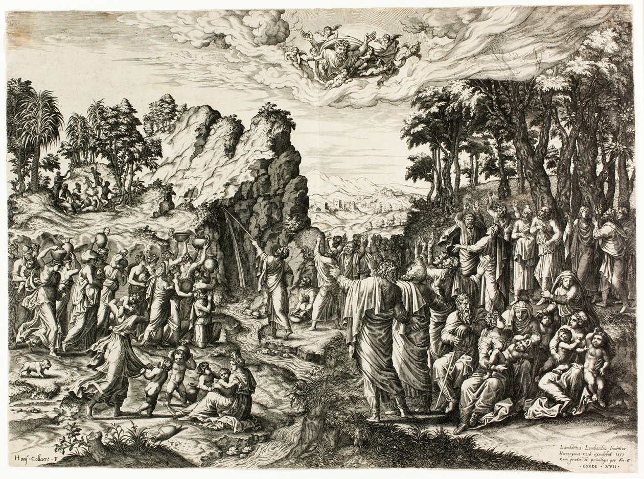 Mosè che colpisce la roccia da Jan Collaert I