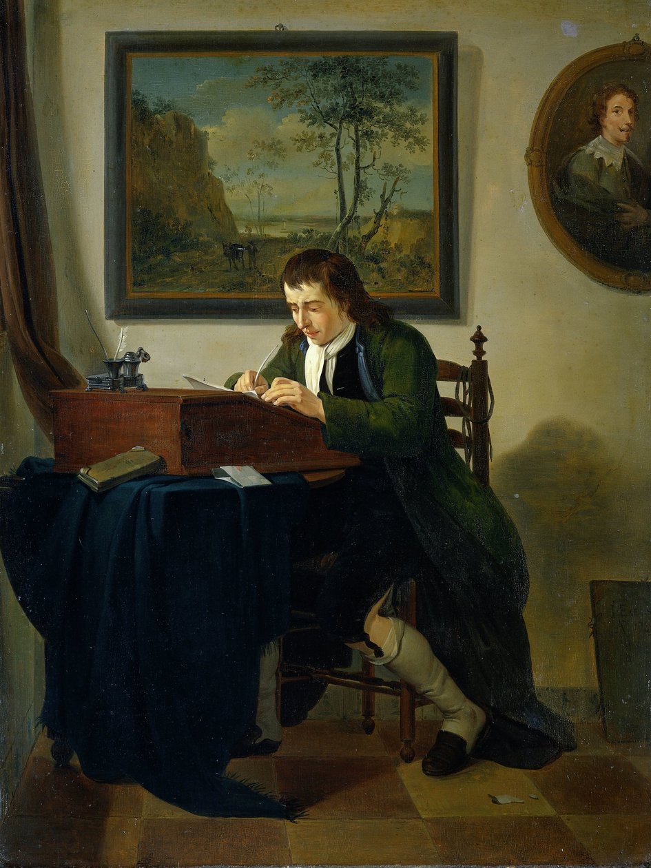 Un uomo che scrive alla sua scrivania da Jan Ekels (II)