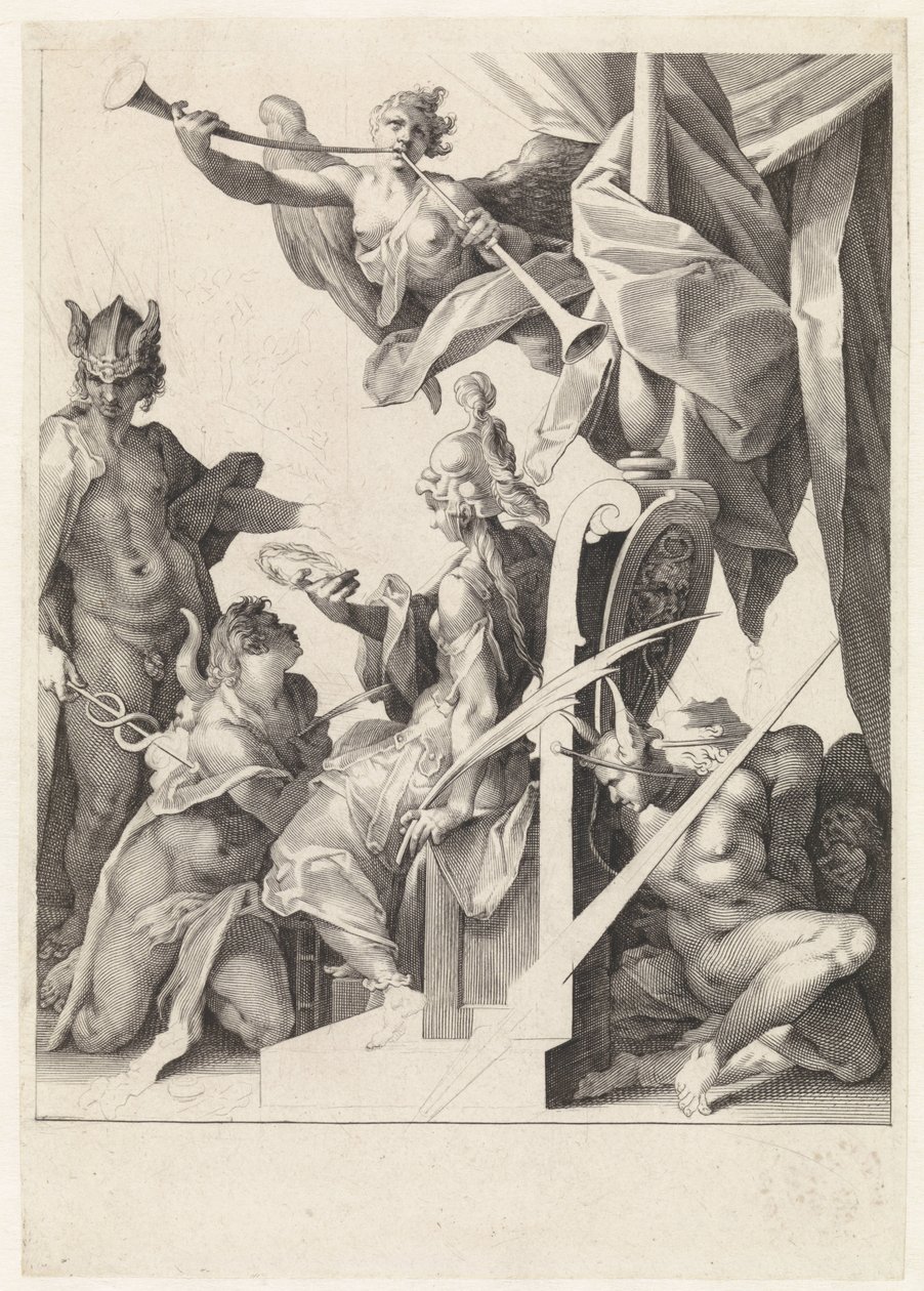 Mercurio guida giovani artisti verso Minerva da Jan Harmensz. Muller