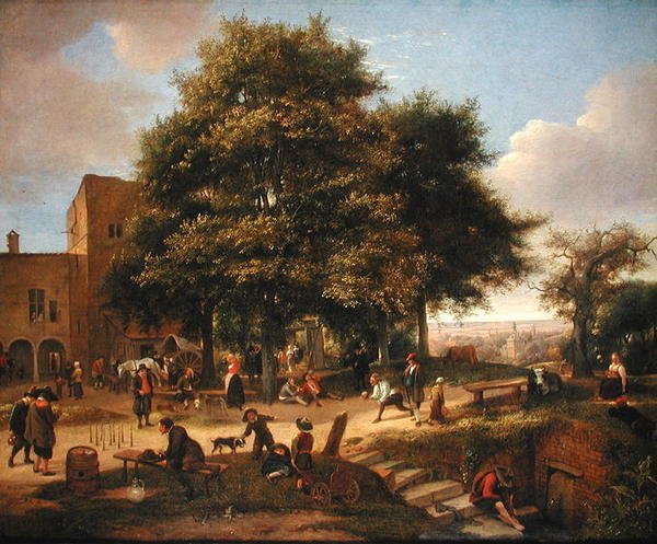 Una locanda di campagna con giocatori di birilli da Jan Havicksz. Steen