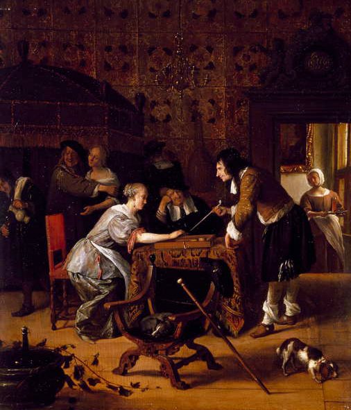 Giocando a Trick-Track, 1667 da Jan Havickszoon Steen