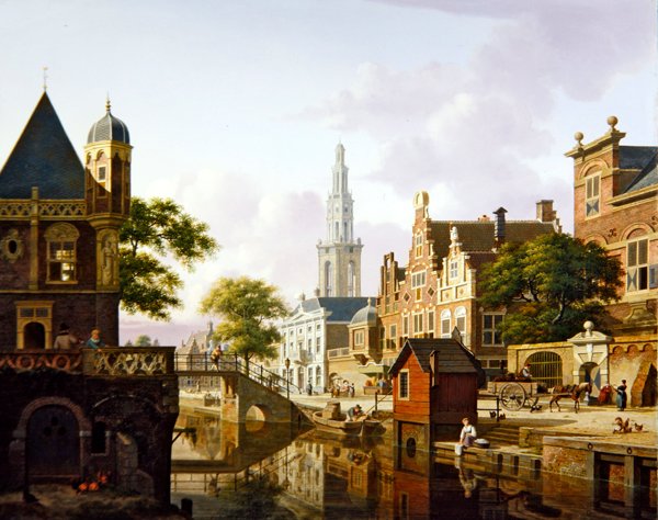 Una città olandese lungo un canale da Jan Hendrik Verheyen