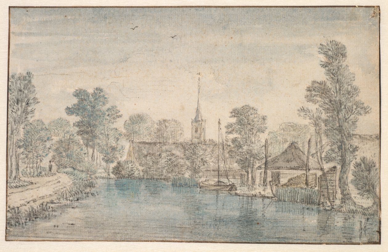 Villaggio su un fiume da Jan Jansz den Uyl