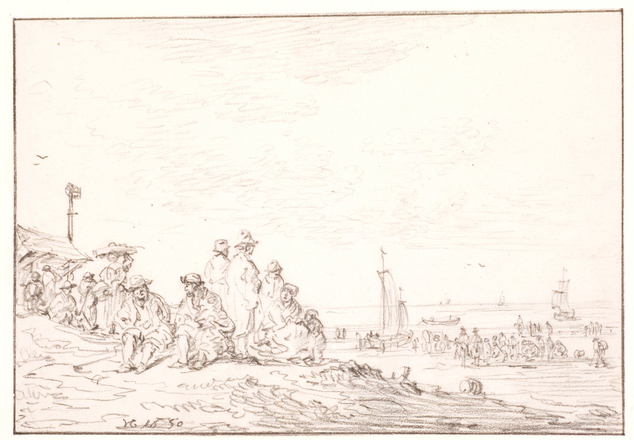 Spiaggia con molte persone da Jan Josefsz van Goyen