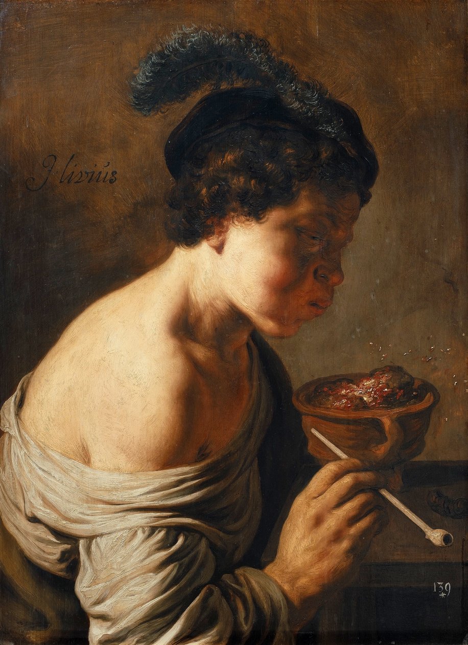 Un giovane che soffia sui carboni. da Jan Lievens