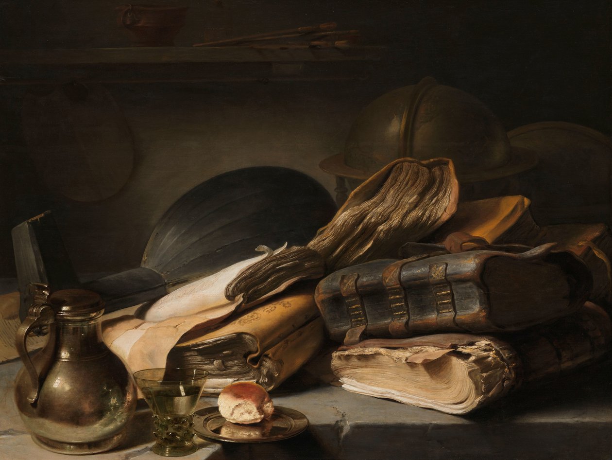 Natura morta con libri (Vanitas) da Jan Lievens