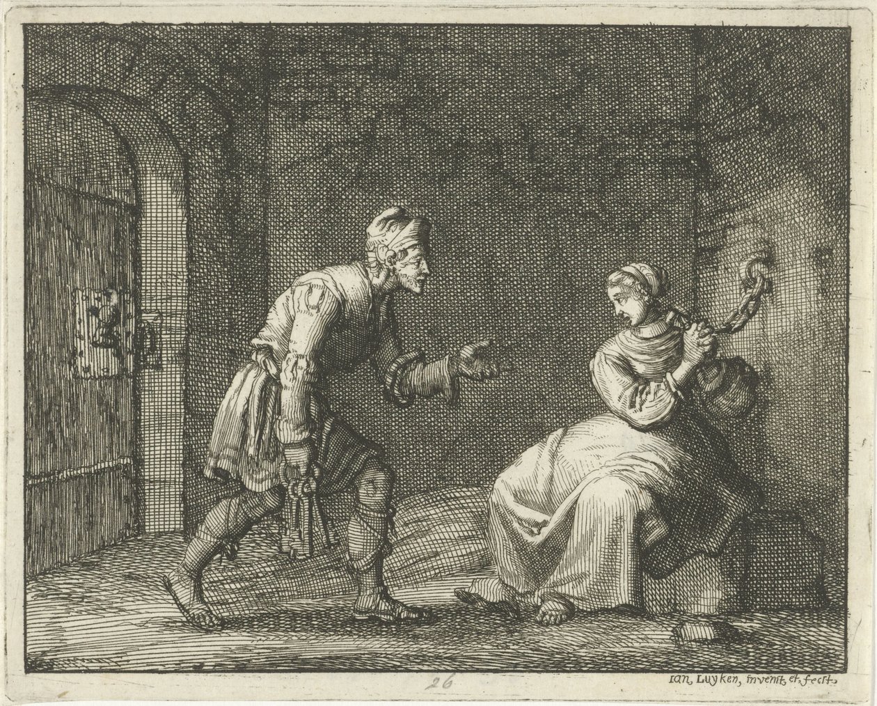 Felicitas in prigione con il carceriere da Jan Luyken