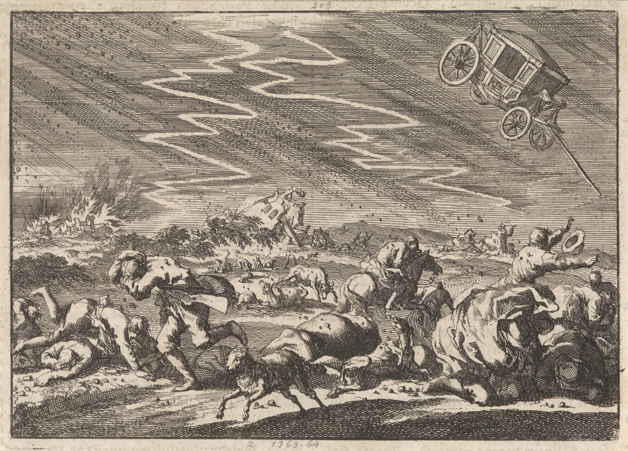 Violento temporale a Donsenhausen in Turingia, 1674 da Jan Luyken