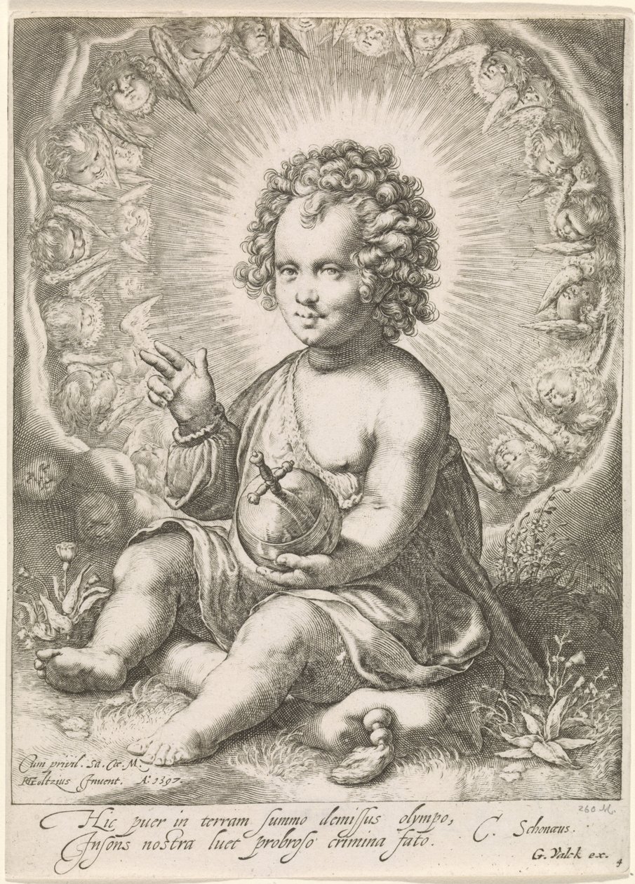Cristo Bambino come Salvator Mundi da Jan Saenredam (attributed to)