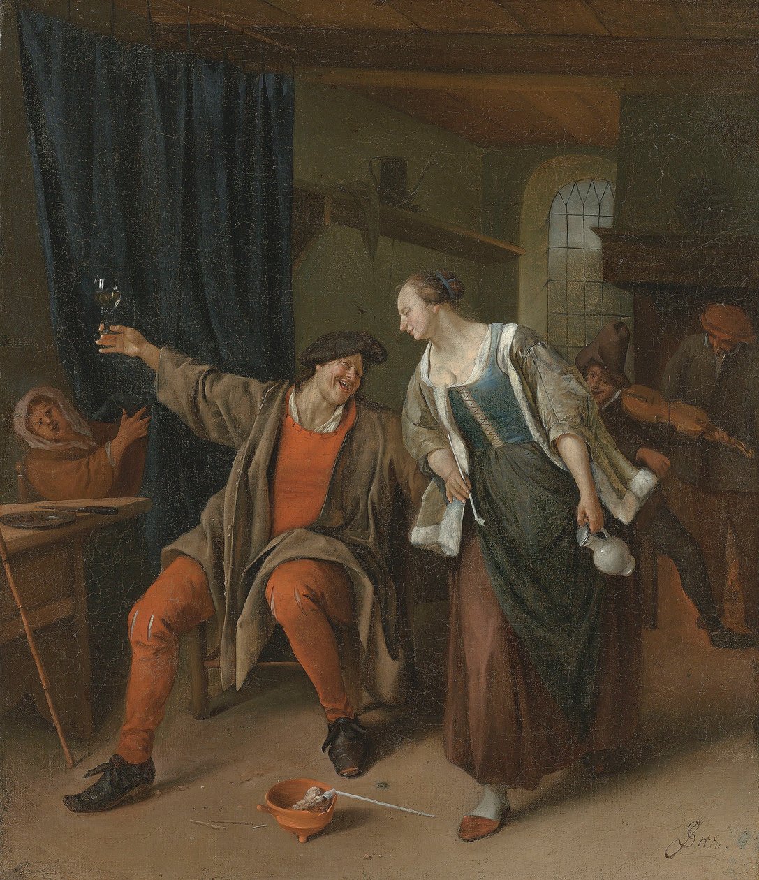 Una coppia di contadini che bazzica in una locanda da Jan Steen