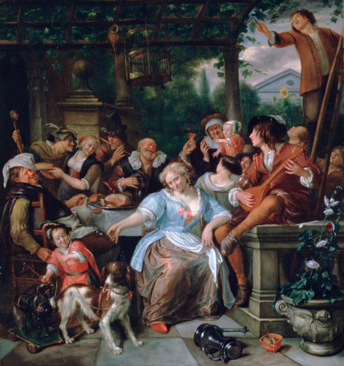 Compagnia allegra su una terrazza, c. 1673-1675 da Jan Steen