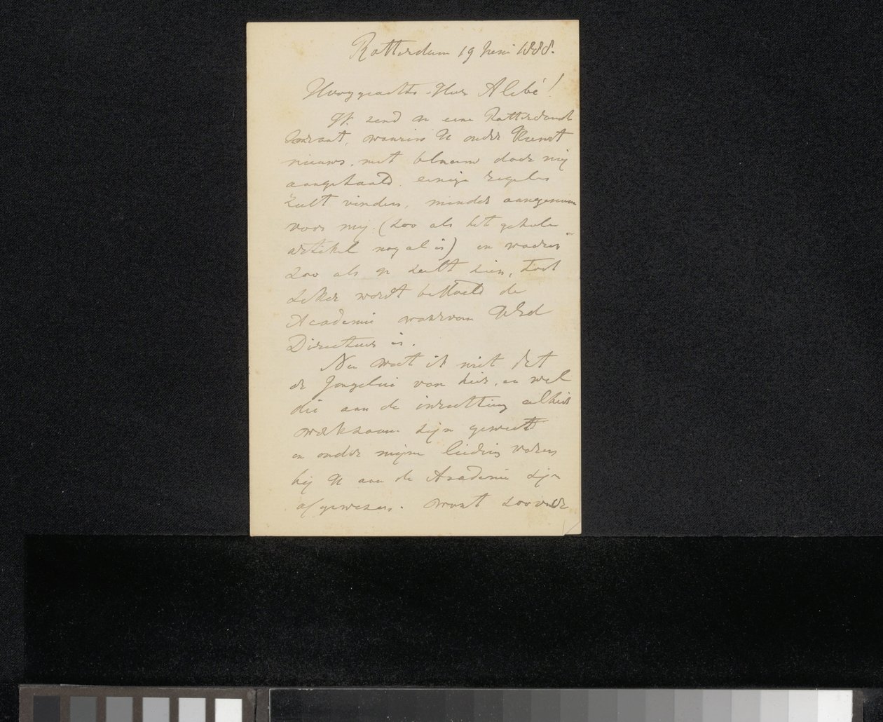 Lettera ad August Allebé da Jan Striening