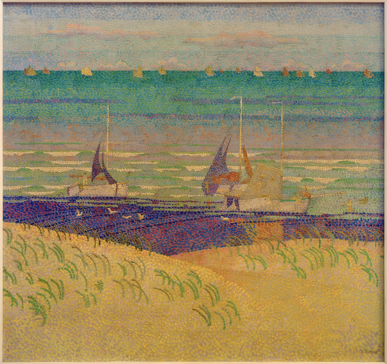 Paesaggio di dune con barche a vela da Jan Toorop