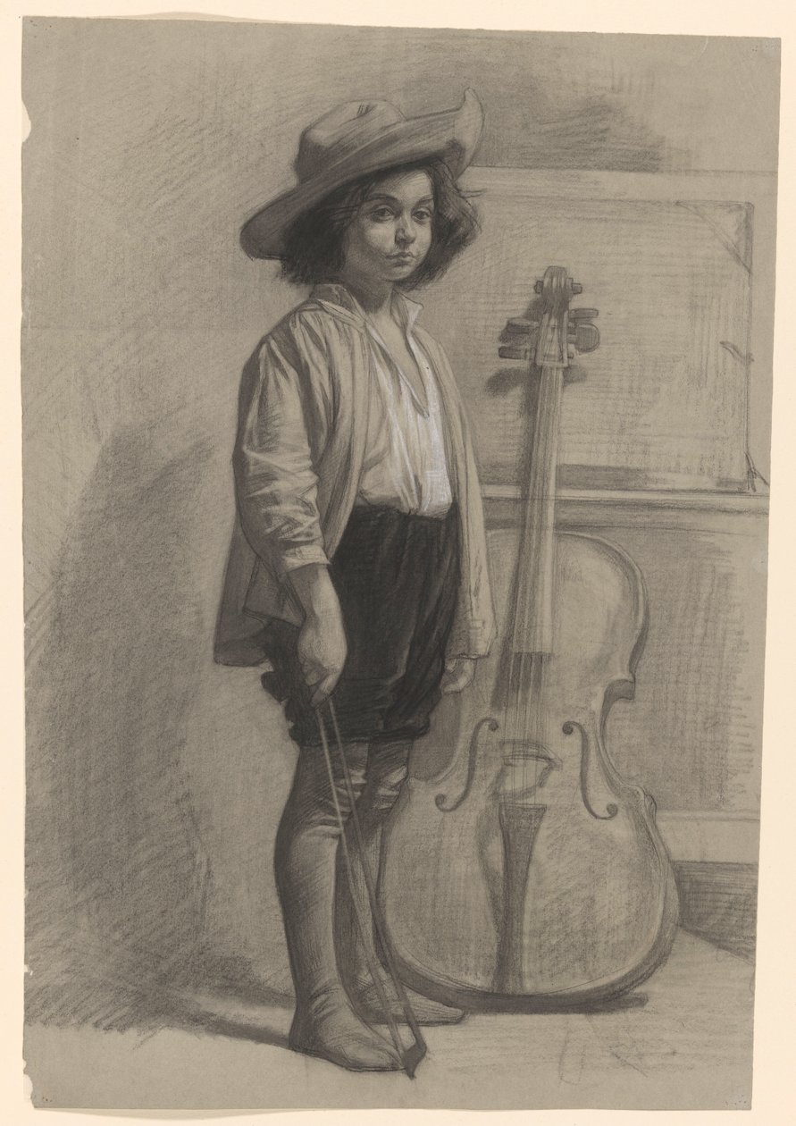 Ragazzo in piedi vicino a un violoncello da Jan Veth
