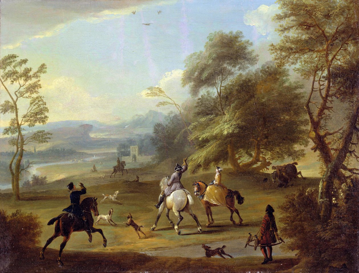 Una festa di falconeria, c.1690 da Jan Wyck