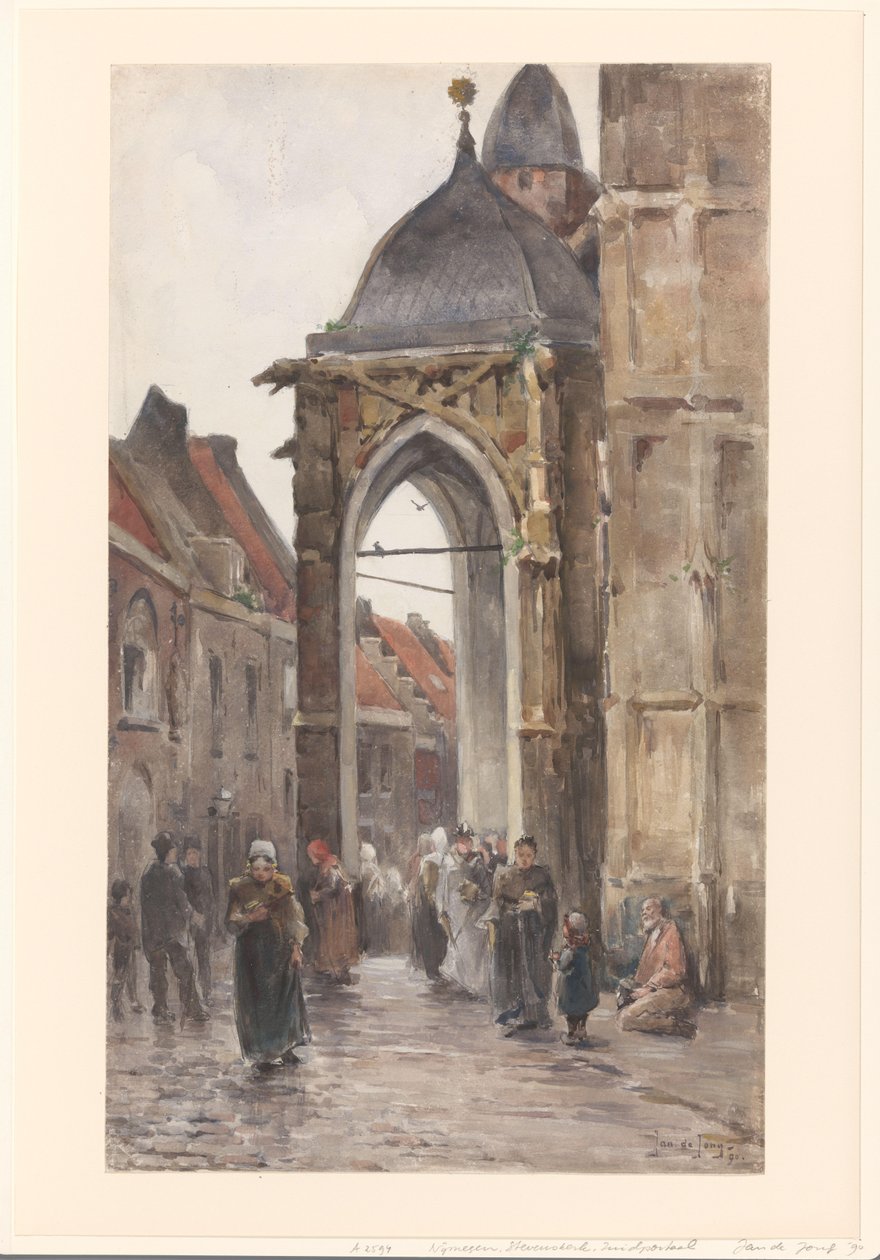 Fedeli fuori da una chiesa da Jan de Jong