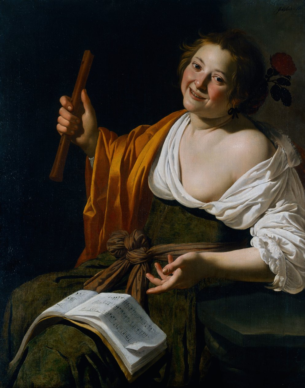 Ragazza con flauto da Jan van Bijlert