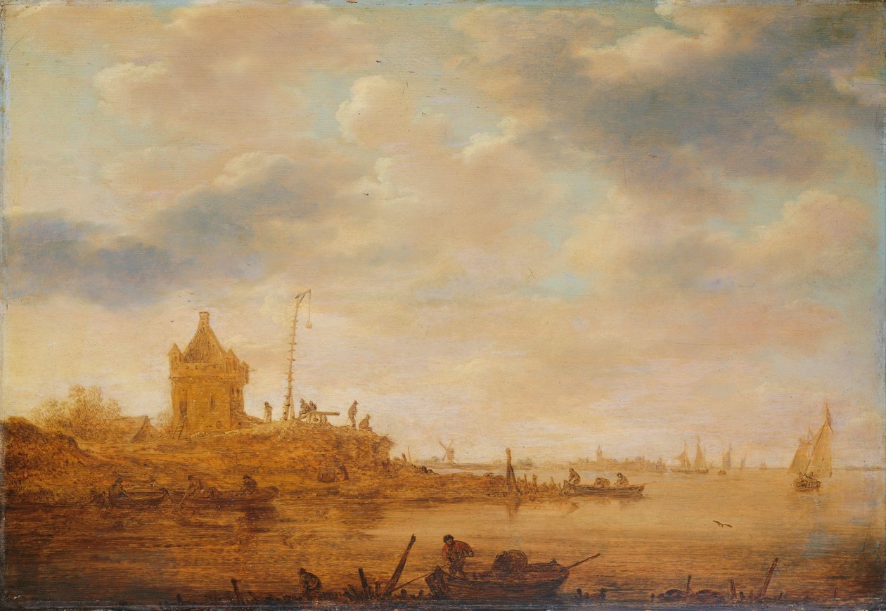 Veduta del fiume con posto di guardia da Jan van Goyen