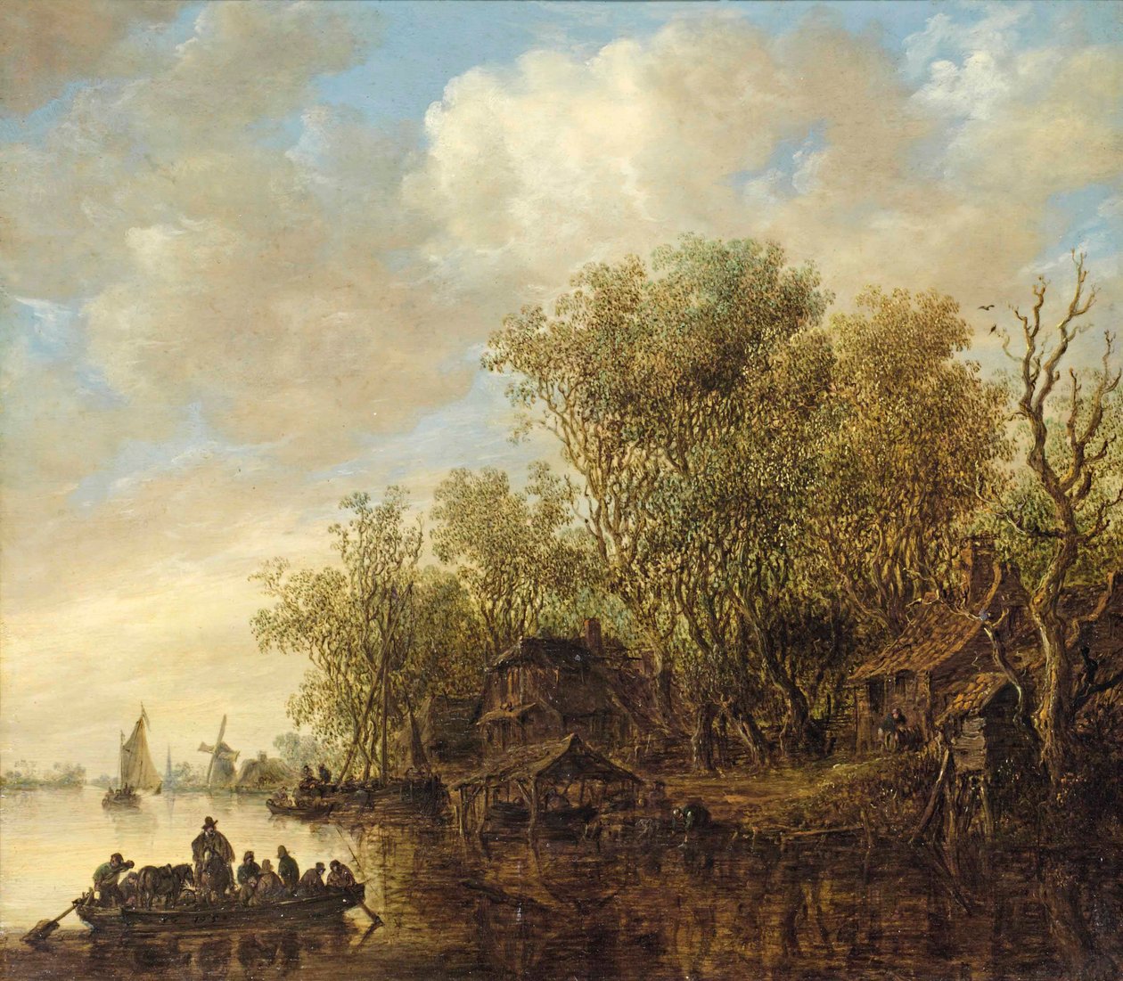 Paesaggio fluviale con traghetto da Jan van Goyen
