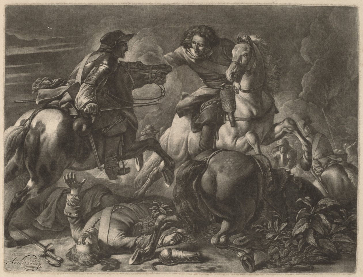 Due cavalieri combattenti da Jan van Huchtenburgh