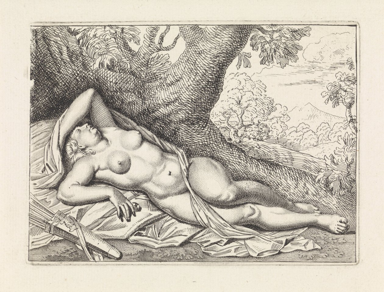 Diana dormiente in un paesaggio da Jan van Neck