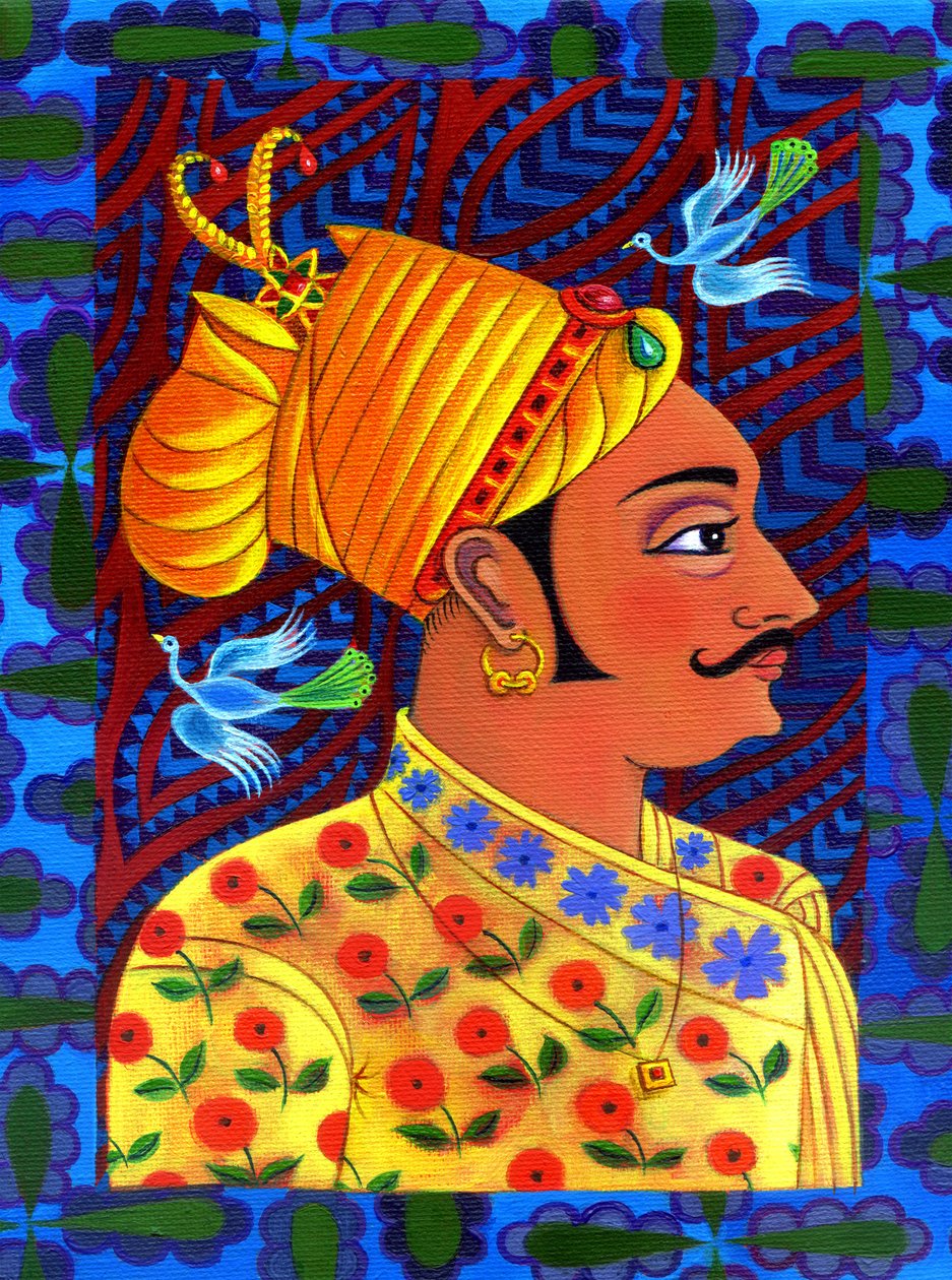 Maharaja con uccelli blu, 2011 da Jane Tattersfield