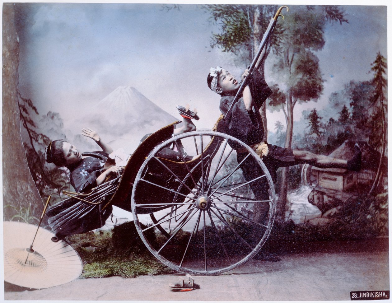 Incidente con risciò, c.1900 da Japanese Photographer