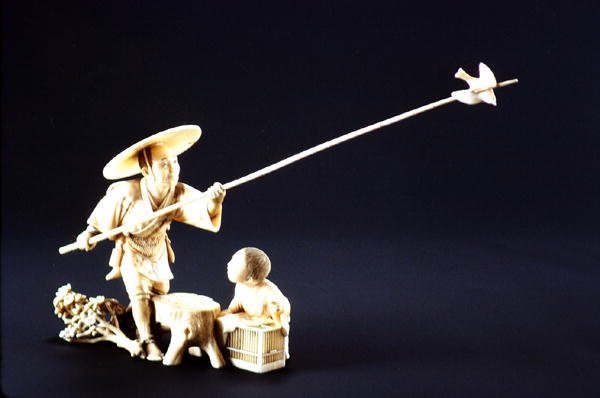 Contadino e uccello, Periodo Meiji da Japanese School