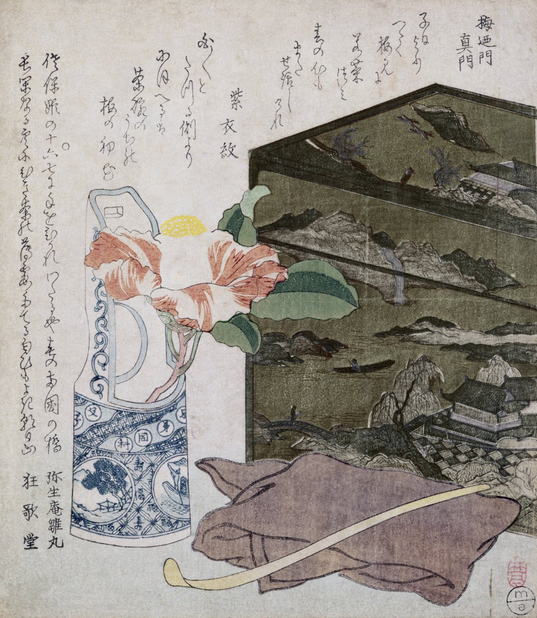 Natura morta con una camelia, c.1820 da Japanese School