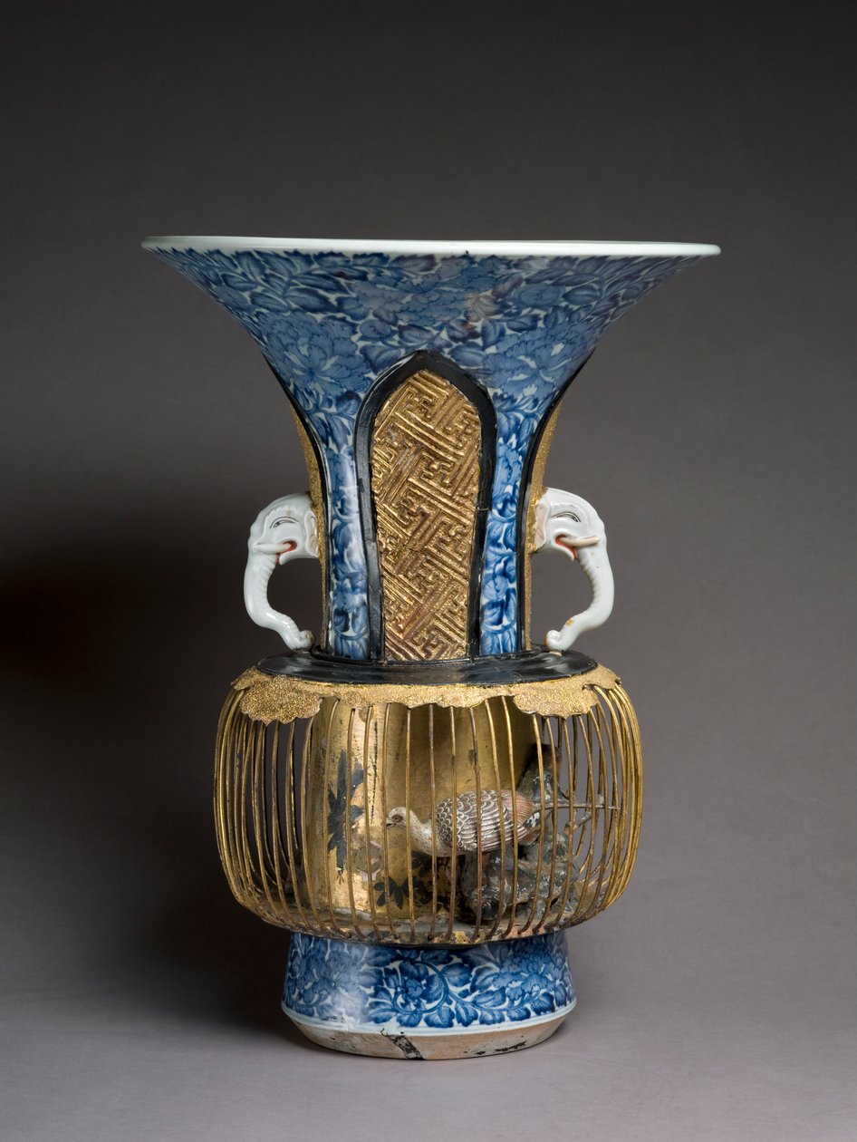 Vaso a gabbia per uccelli, c.1720 (tecnica mista) da Japanese School