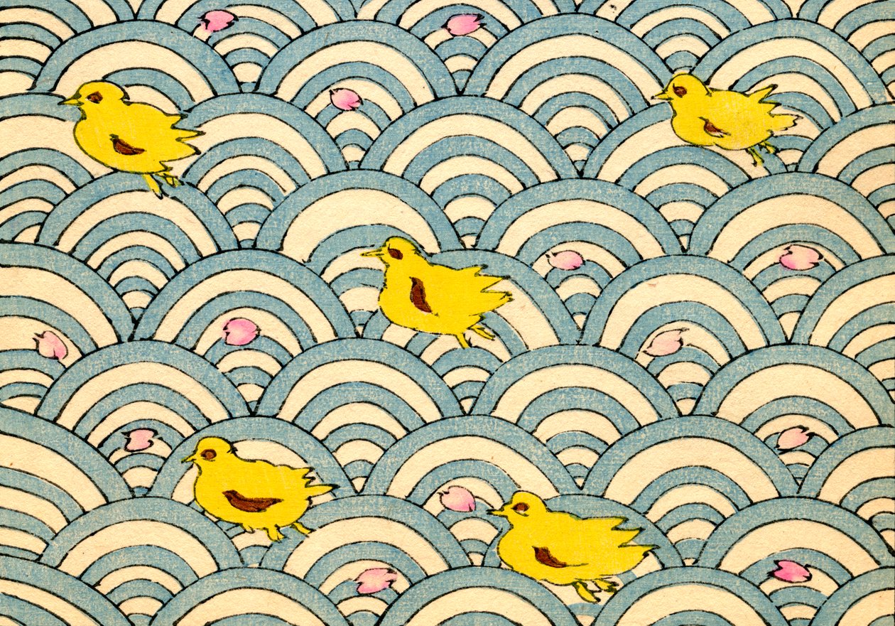 Anatroccoli in un paesaggio acquatico stilizzato da Japanese School