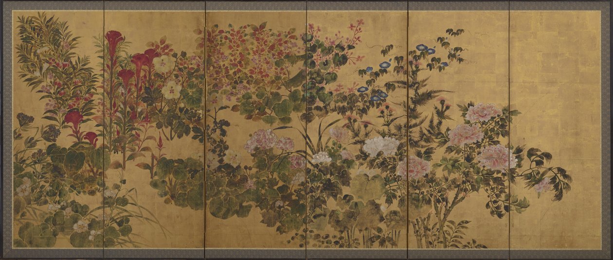 Fiori e un ruscello, Schermi da Japanese School