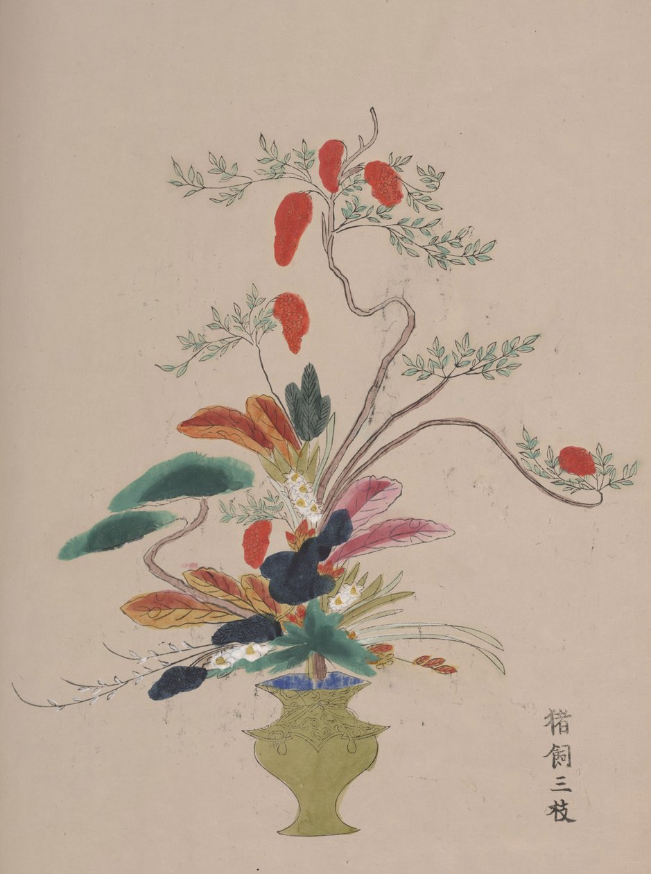 Volume di acquerelli floreali da Japanese School