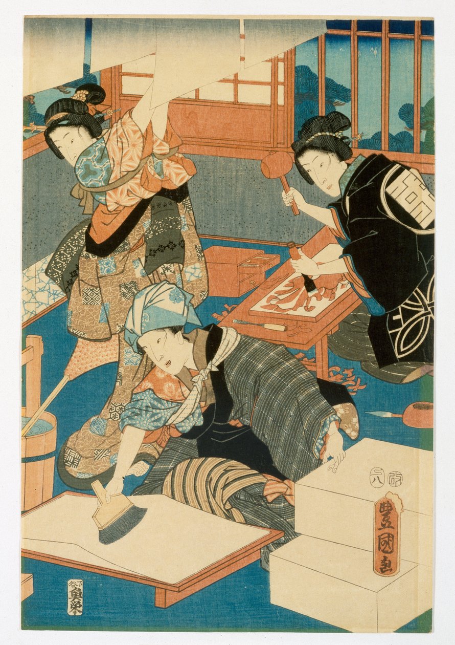 Produzione di xilografie da Japanese School