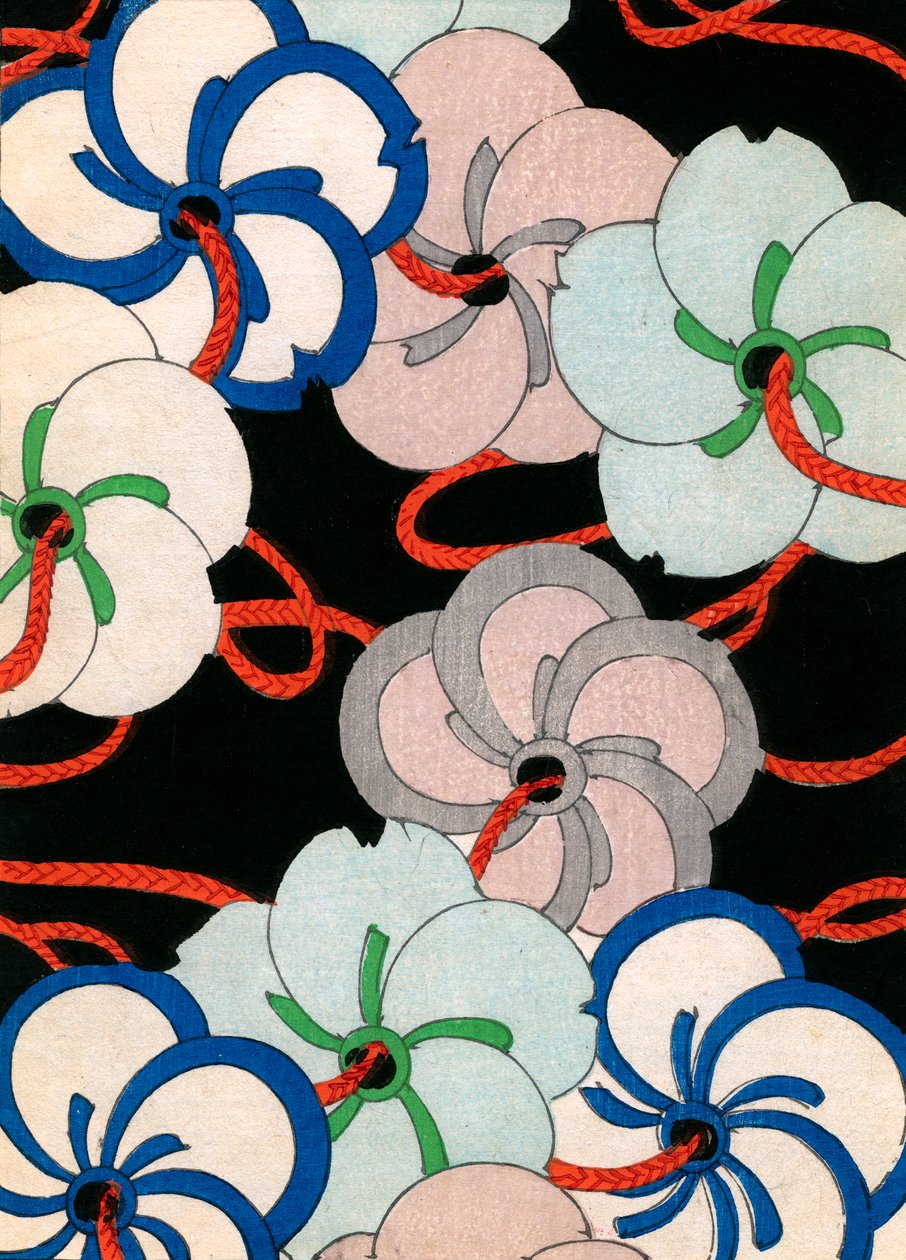 stampa xilografica a colori di Ornamenti di Camelia da Japanese School