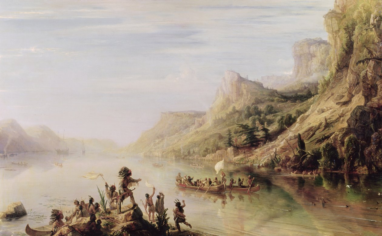 Jacques Cartier (1491-1557) scopre il fiume San Lorenzo nel 1535, 1847 da Jean Antoine Theodore Gudin