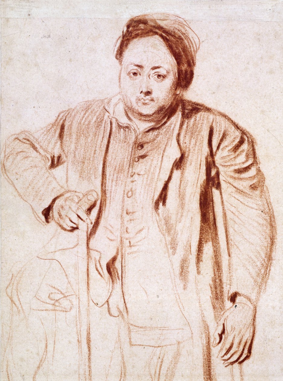 Antonie de la Rogue, uomo con stampelle, c.1714 da Jean Antoine Watteau
