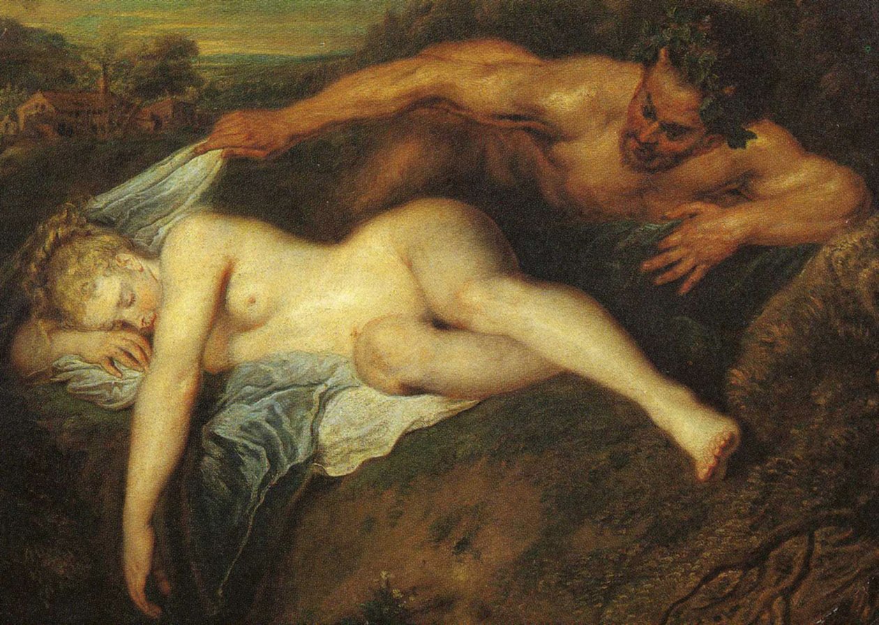 Ninfa e satiro, anche noto come Giove e Antiope (dettaglio) da Jean Antoine Watteau