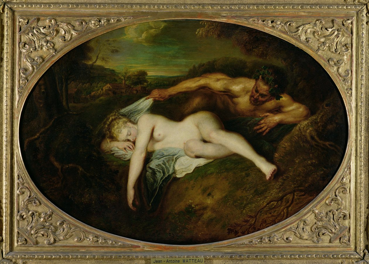 Ninfa e satiro, o Giove e Antiope, 1715 da Jean Antoine Watteau