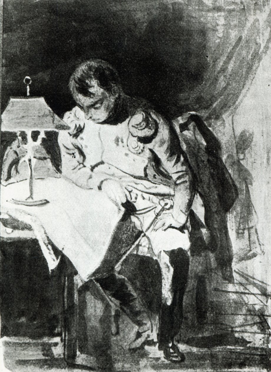 Napoleone che studia le sue mappe alla luce della lampada, c.1800 da Jean Auguste Dominique Ingres