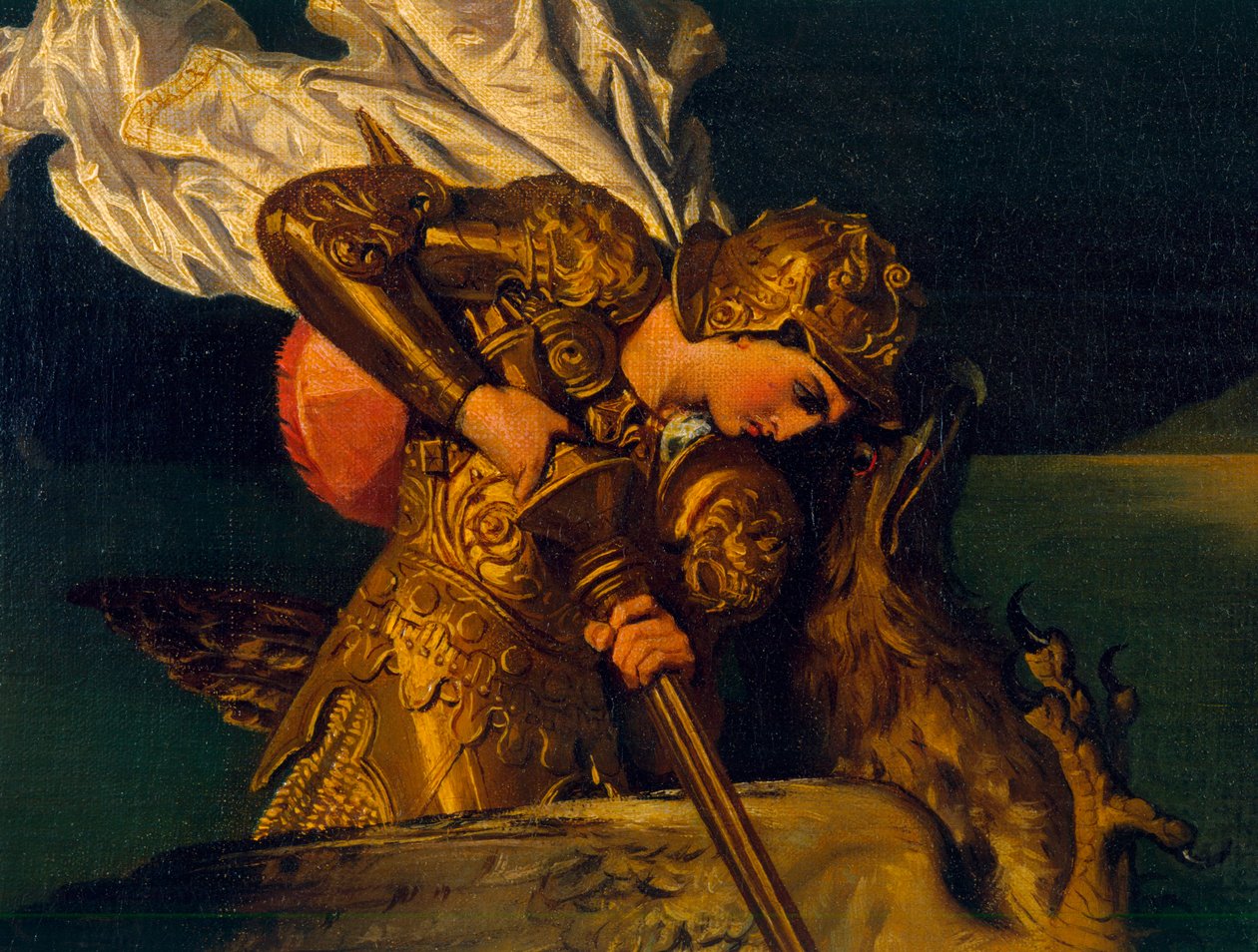 Ruggiero salva Angelica, dettaglio di Ruggiero, 1819 (dettaglio) da Jean Auguste Dominique Ingres